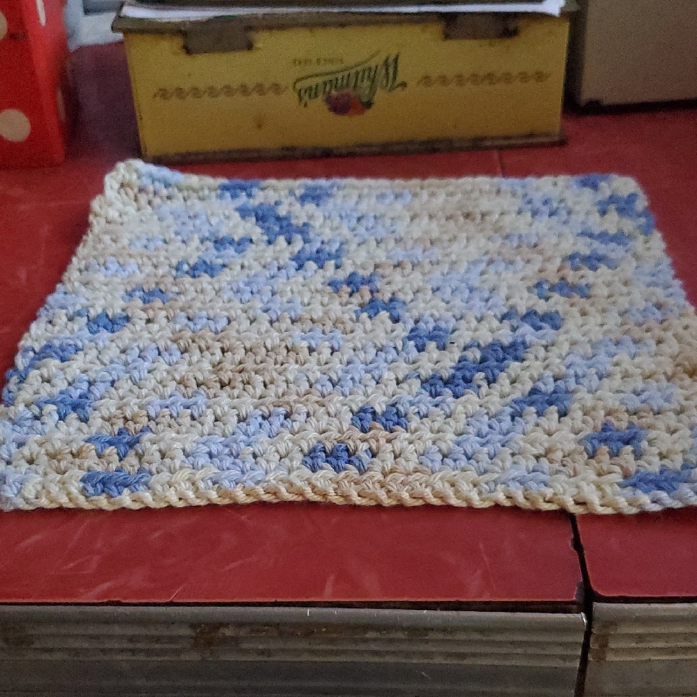 Handmade Crochet Potholders  in Blue and Beige